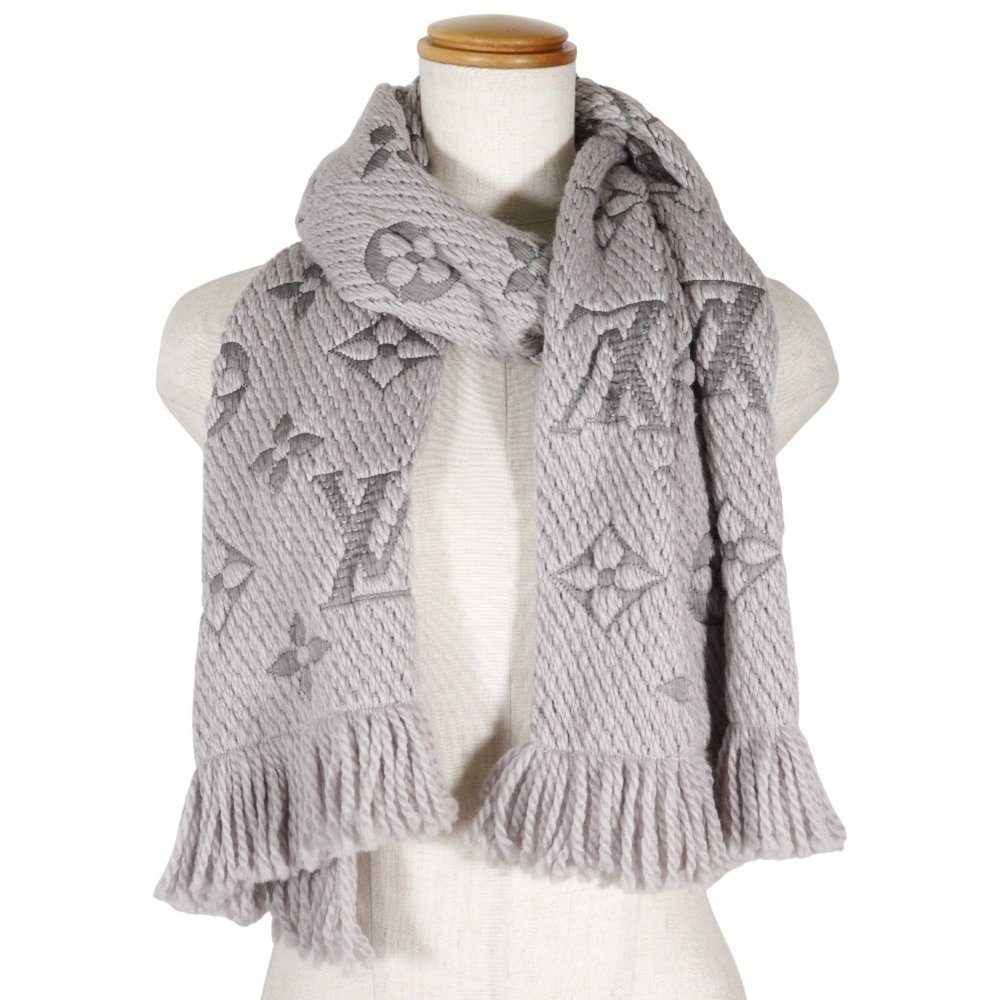 LOUIS VUITTON Grey Wool Scarf M74742 GM1128 Logo - Picture 2 of 5
